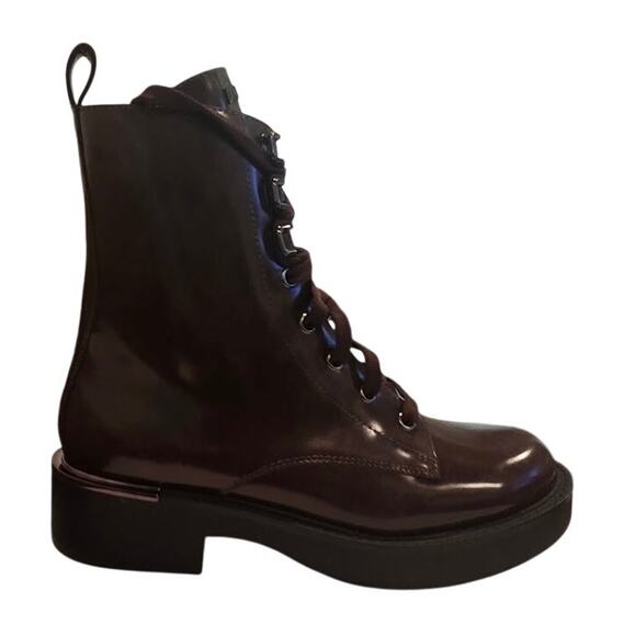 DKNY Talma Lace-Up Combat Boots in Burgundy Size 8 - Picture 6 of 10